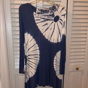 Soft Surroundings Asymmetrical Blue and White Tunic